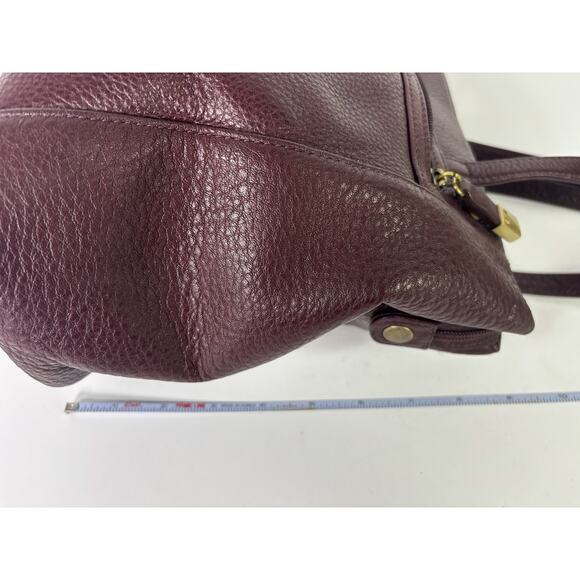 Etienne Aigner Pebbled Leather Shoulder Bag Maroon Double Strap Zip - Picture 12 of 16